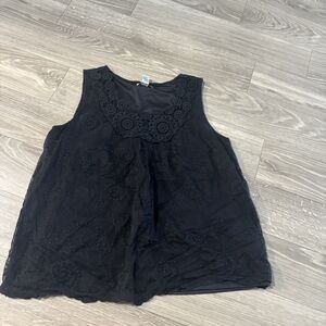 Ultra Pink Black Lace Crochet Sleeveless Tank Top 3X | Boho Flowy Blouse